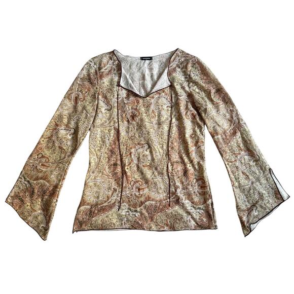 Vintage Eyeshadow Blouse Top Y2K Paisley Fairy Grunge Whimsygoth Cosplay USA - Picture 1 of 6